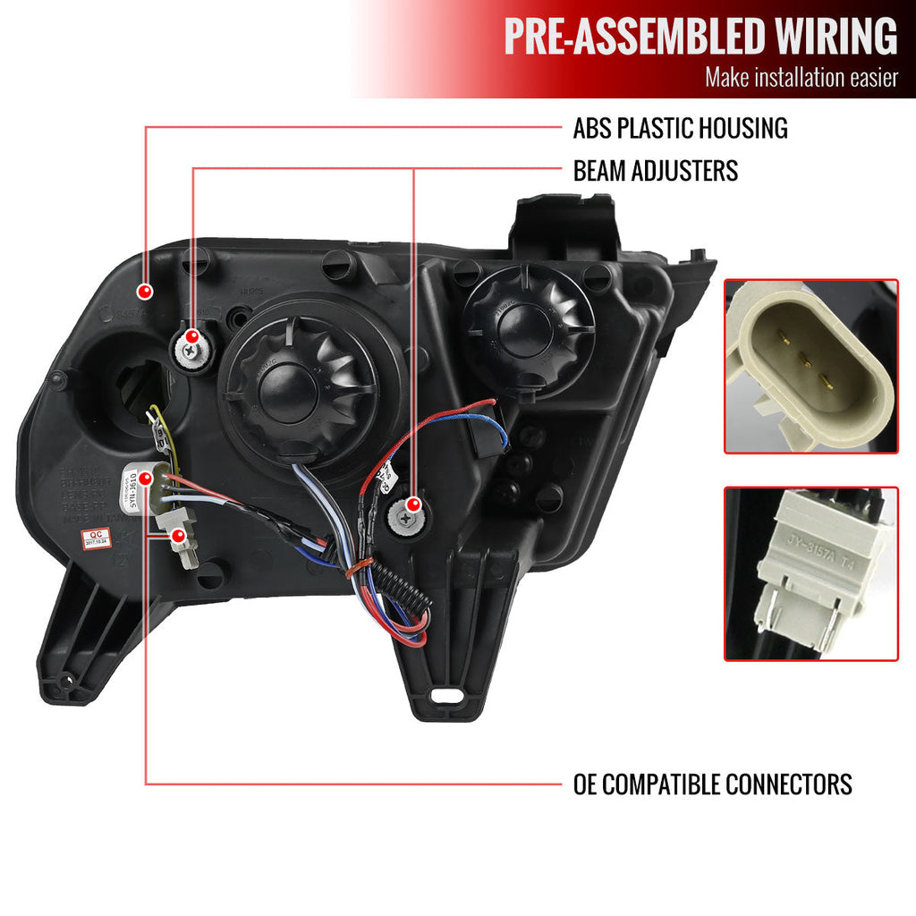 2010-2014 Ford Mustang S197 LED Bar Projector Headlights w/ Sequential Turn Signals (Glossy Black Housing / Smoked Lens)
