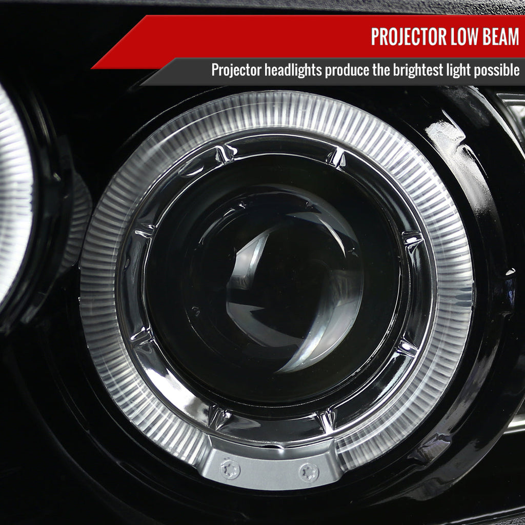 2010-2014 Ford Mustang S197 Dual Halo Projector Headlights (Jet Black Housing / Clear Lens)