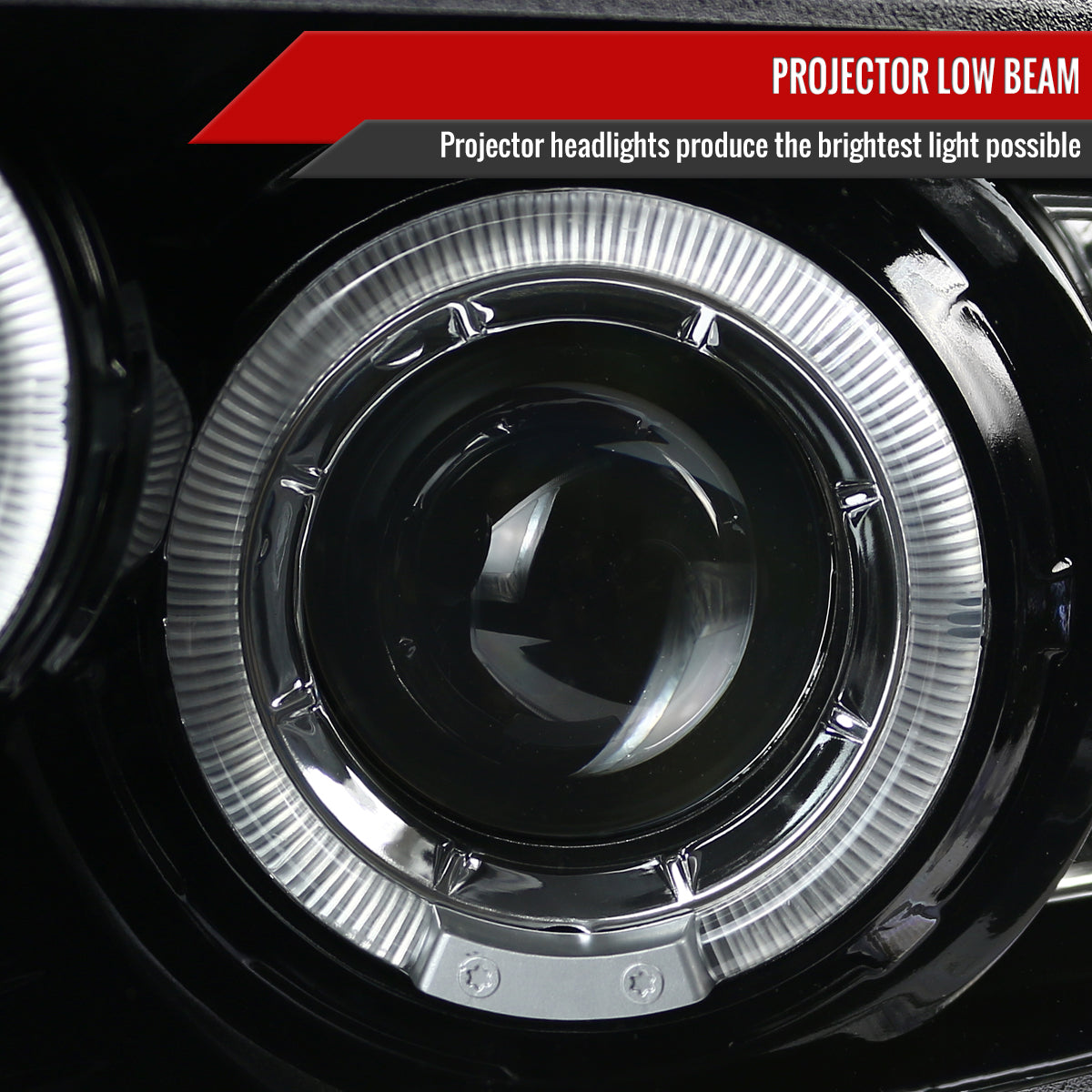 2010-2014 Ford Mustang S197 Dual Halo Projector Headlights (Jet Black Housing / Clear Lens)