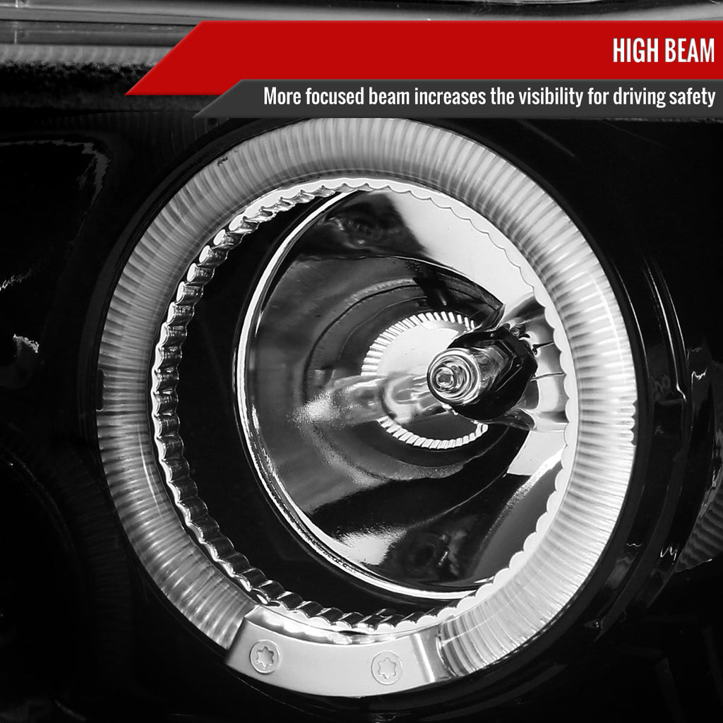 2010-2014 Ford Mustang S197 Dual Halo Projector Headlights (Jet Black Housing / Clear Lens)