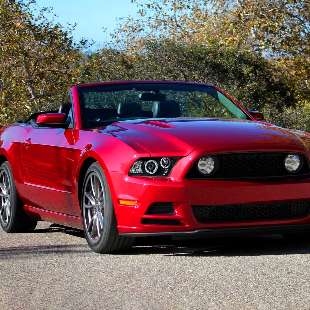 2010-2014 Ford Mustang S197 Dual Halo Projector Headlights (Jet Black Housing / Clear Lens)