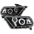 2010-2014 Ford Mustang S197 Dual Halo Projector Headlights (Jet Black Housing / Clear Lens)