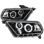 2010-2014 Ford Mustang S197 Dual Halo Projector Headlights (Jet Black Housing / Clear Lens)