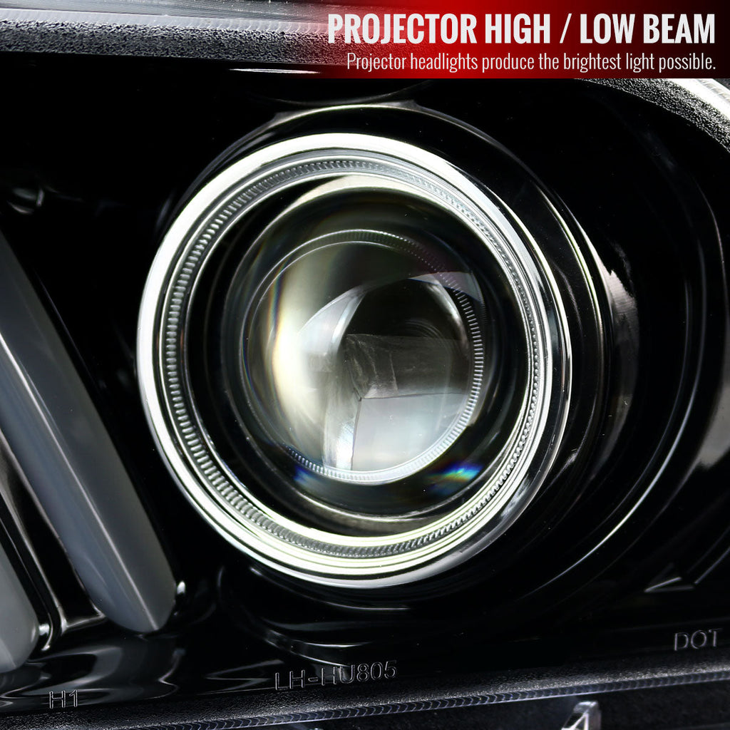 2010-2014 Ford Mustang S197 LED Bar Projector Headlights w/ Sequential Turn Signals (Jet Black Housing / Clear Lens)
