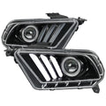 2010-2014 Ford Mustang S197 LED Bar Projector Headlights w/ Sequential Turn Signals (Jet Black Housing / Clear Lens)