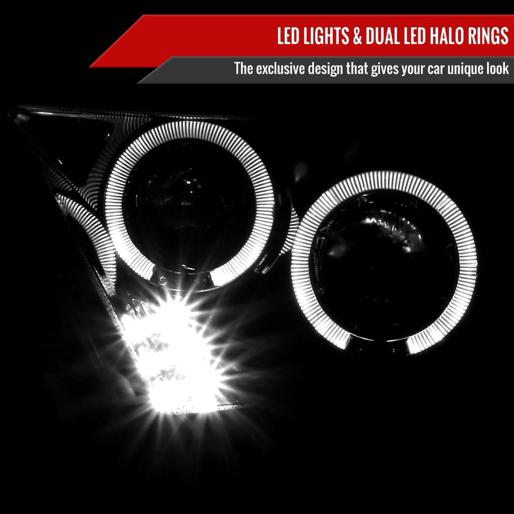 2010-2014 Ford Mustang S197 Dual Halo Projector Headlights (Glossy Black Housing / Smoked Lens)