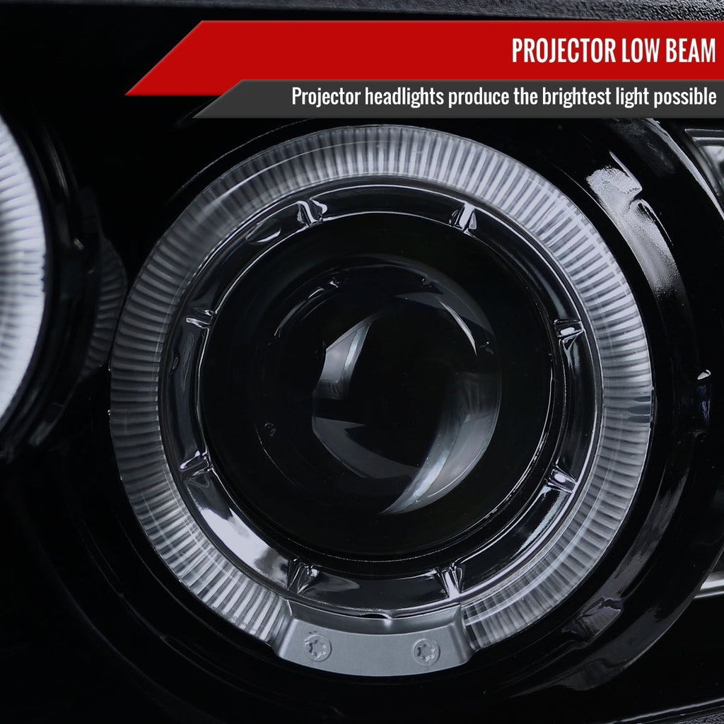 2010-2014 Ford Mustang S197 Dual Halo Projector Headlights (Glossy Black Housing / Smoked Lens)