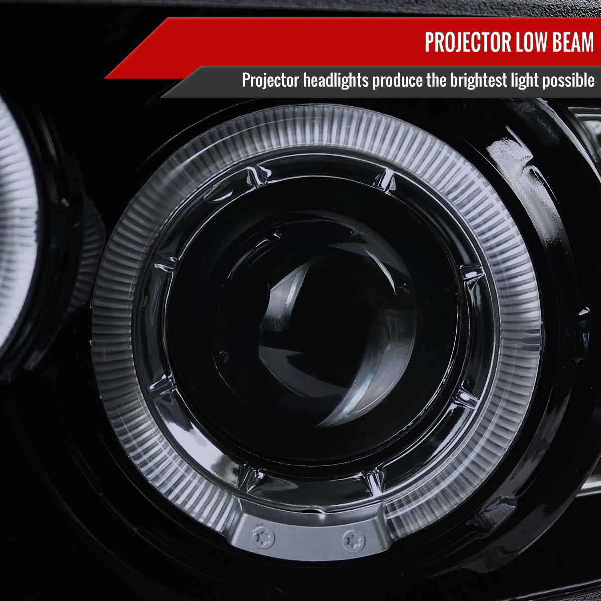 2010-2014 Ford Mustang S197 Dual Halo Projector Headlights (Glossy Black Housing / Smoked Lens)