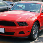 2010-2014 Ford Mustang S197 LED Bar Projector Headlights w/ Sequential Turn Signals (Glossy Black Housing / Smoked Lens)