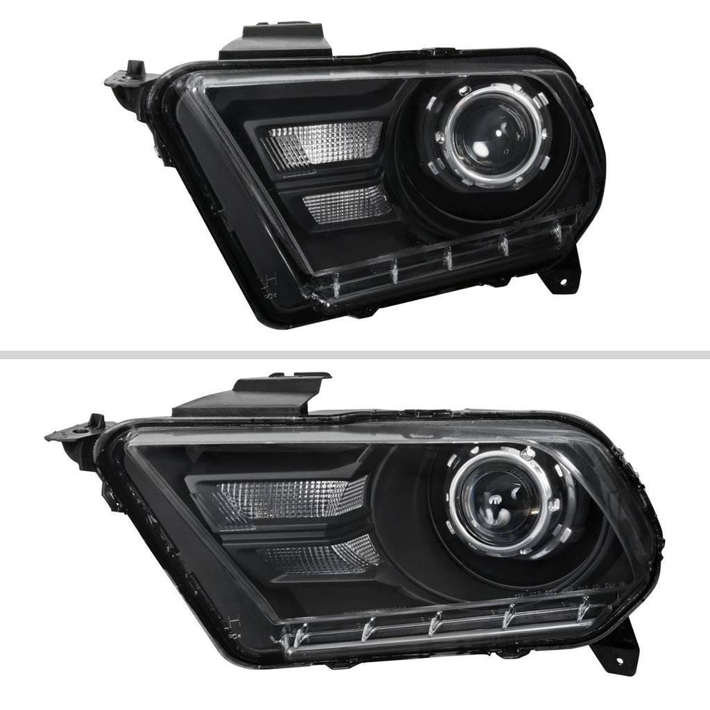 2010-2014 Ford Mustang S197 Retrofit Style Projector Headlights (Matte Black Housing / Clear Lens)