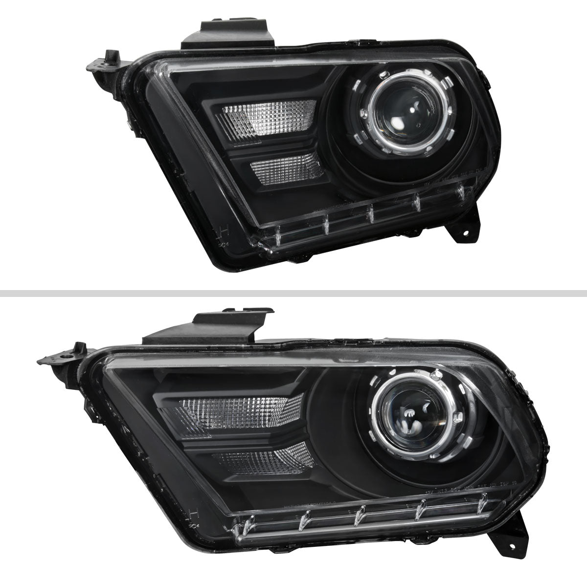 2010-2014 Ford Mustang S197 Retrofit Style Projector Headlights (Matte Black Housing / Clear Lens)