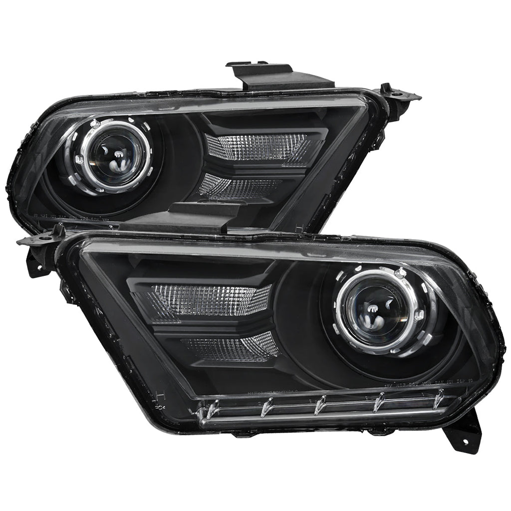 2010-2014 Ford Mustang S197 Retrofit Style Projector Headlights (Matte Black Housing / Clear Lens)