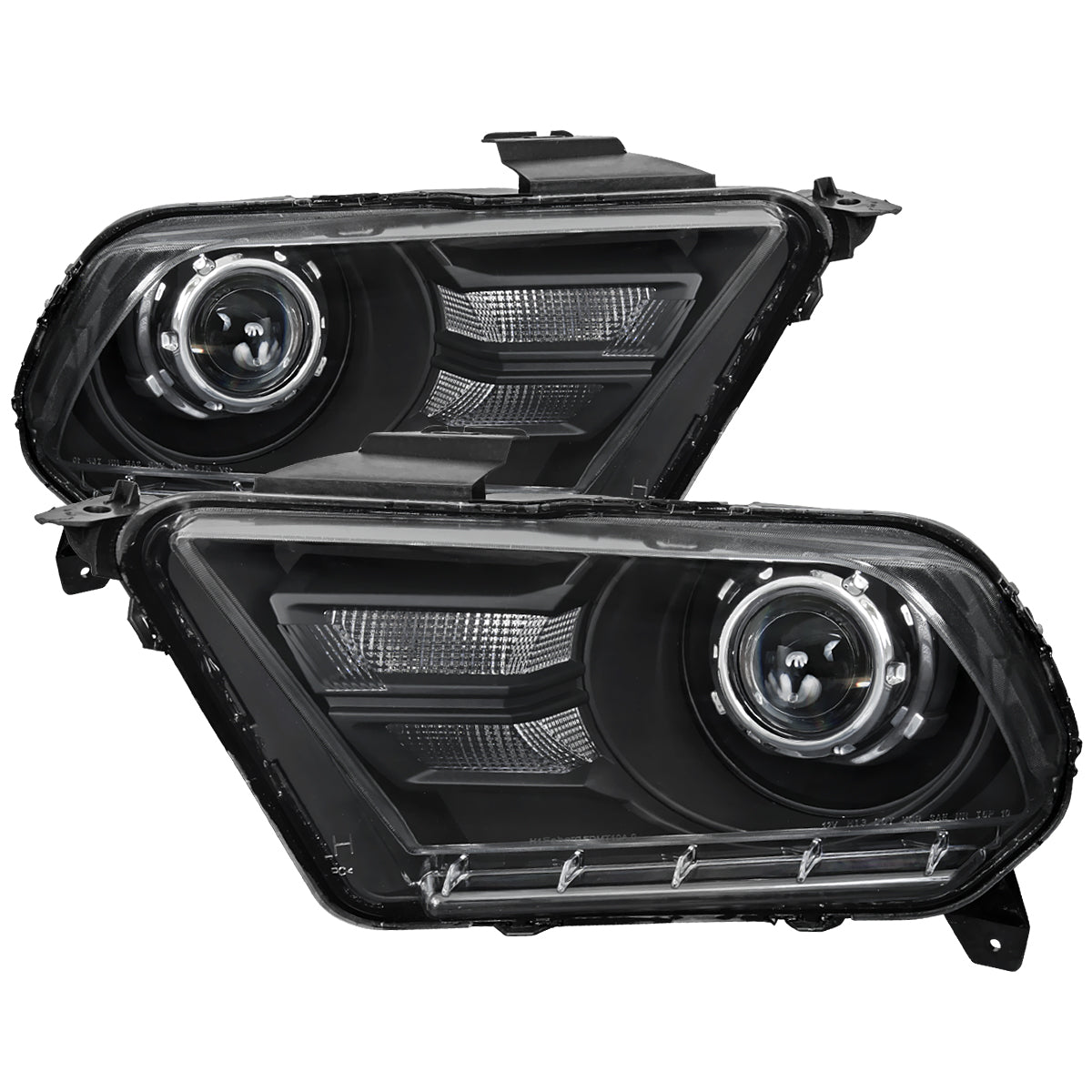 2010-2014 Ford Mustang S197 Retrofit Style Projector Headlights (Matte Black Housing / Clear Lens)