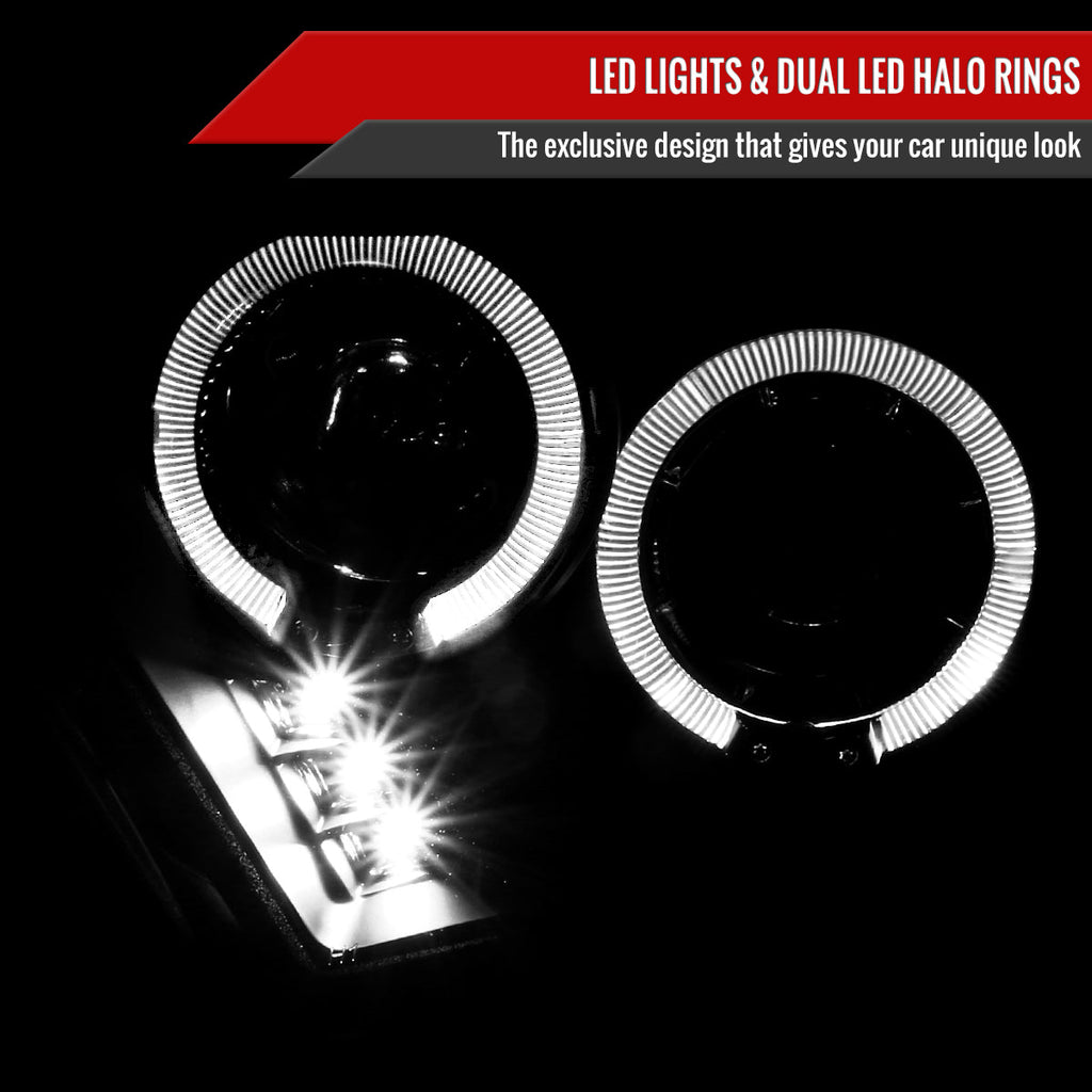 2010-2014 Ford Mustang S197 Dual Halo Projector Headlights (Matte Black Housing / Clear Lens)