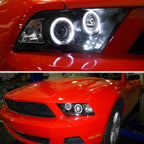 2010-2014 Ford Mustang S197 Dual Halo Projector Headlights (Matte Black Housing / Clear Lens)