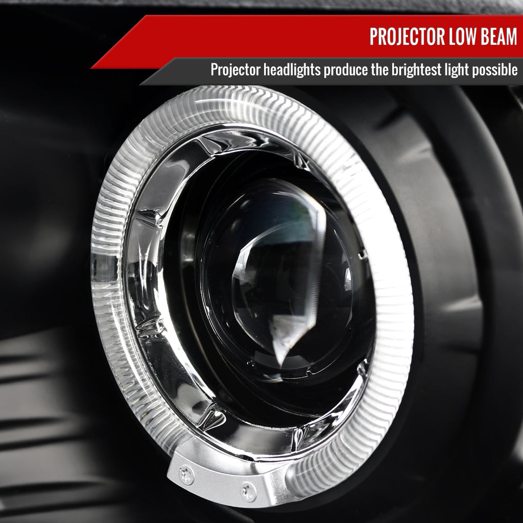 2010-2014 Ford Mustang S197 Dual Halo Projector Headlights (Matte Black Housing / Clear Lens)