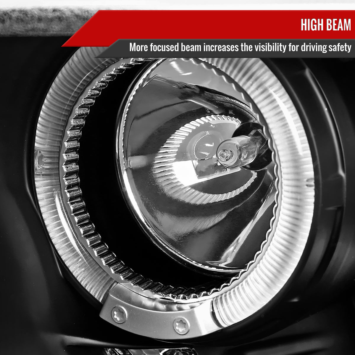 2010-2014 Ford Mustang S197 Dual Halo Projector Headlights (Matte Black Housing / Clear Lens)