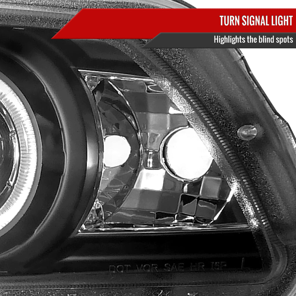 2010-2014 Ford Mustang S197 Dual Halo Projector Headlights (Matte Black Housing / Clear Lens)