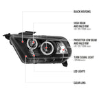 2010-2014 Ford Mustang S197 Dual Halo Projector Headlights (Matte Black Housing / Clear Lens)