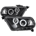 2010-2014 Ford Mustang S197 Dual Halo Projector Headlights (Matte Black Housing / Clear Lens)