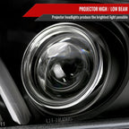 2010-2014 Ford Mustang S197 Sequential LED Bar Projector Headlights w/ Sequential Turn Signal Lights (Matte Black Housing / Clear Lens)