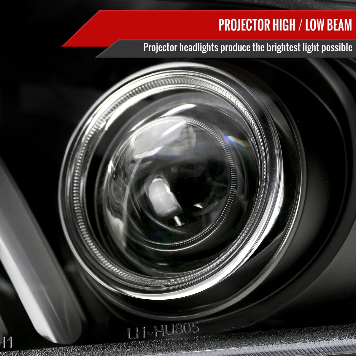 2010-2014 Ford Mustang S197 Sequential LED Bar Projector Headlights w/ Sequential Turn Signal Lights (Matte Black Housing / Clear Lens)