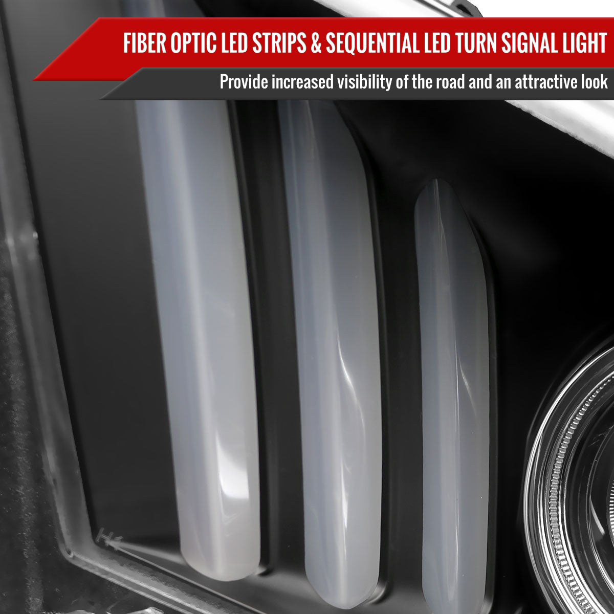 2010-2014 Ford Mustang S197 Sequential LED Bar Projector Headlights w/ Sequential Turn Signal Lights (Matte Black Housing / Clear Lens)