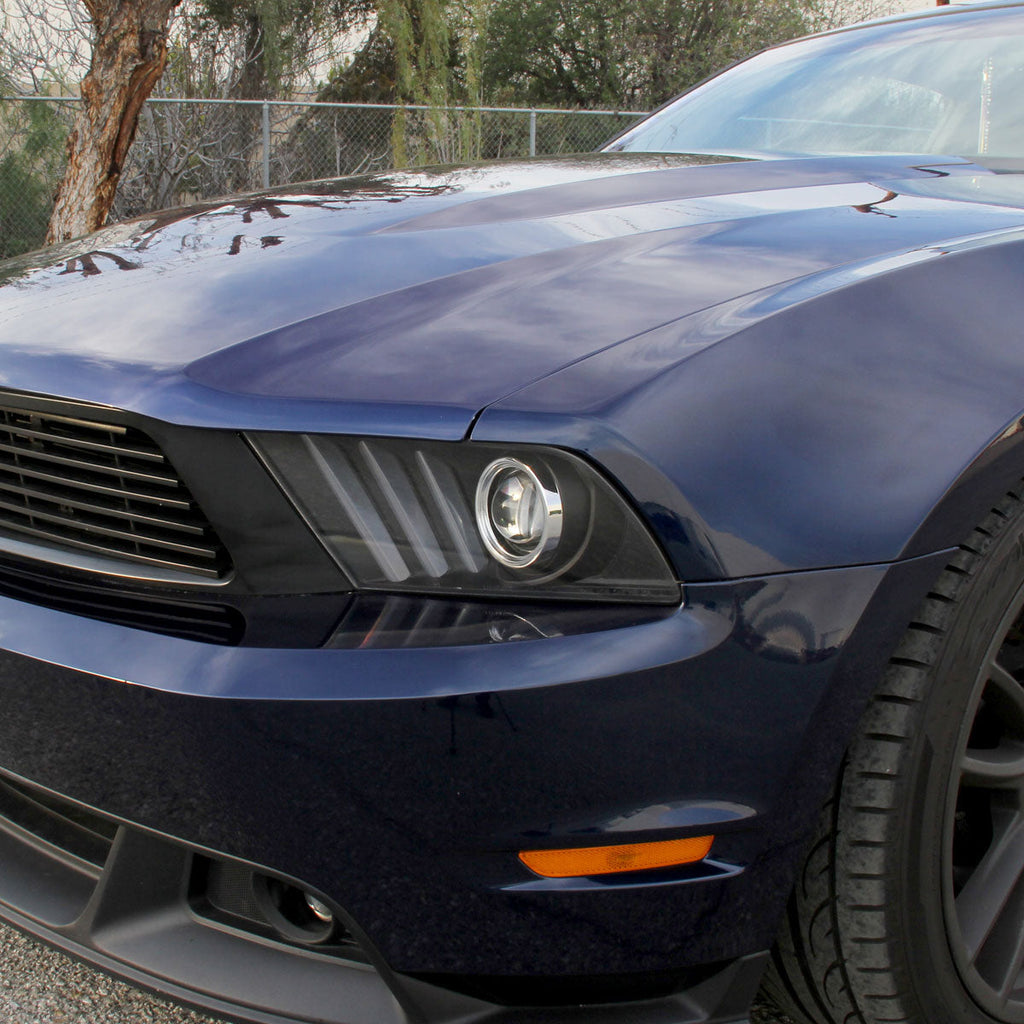2010-2014 Ford Mustang S197 Sequential LED Bar Projector Headlights w/ Sequential Turn Signal Lights (Matte Black Housing / Clear Lens)