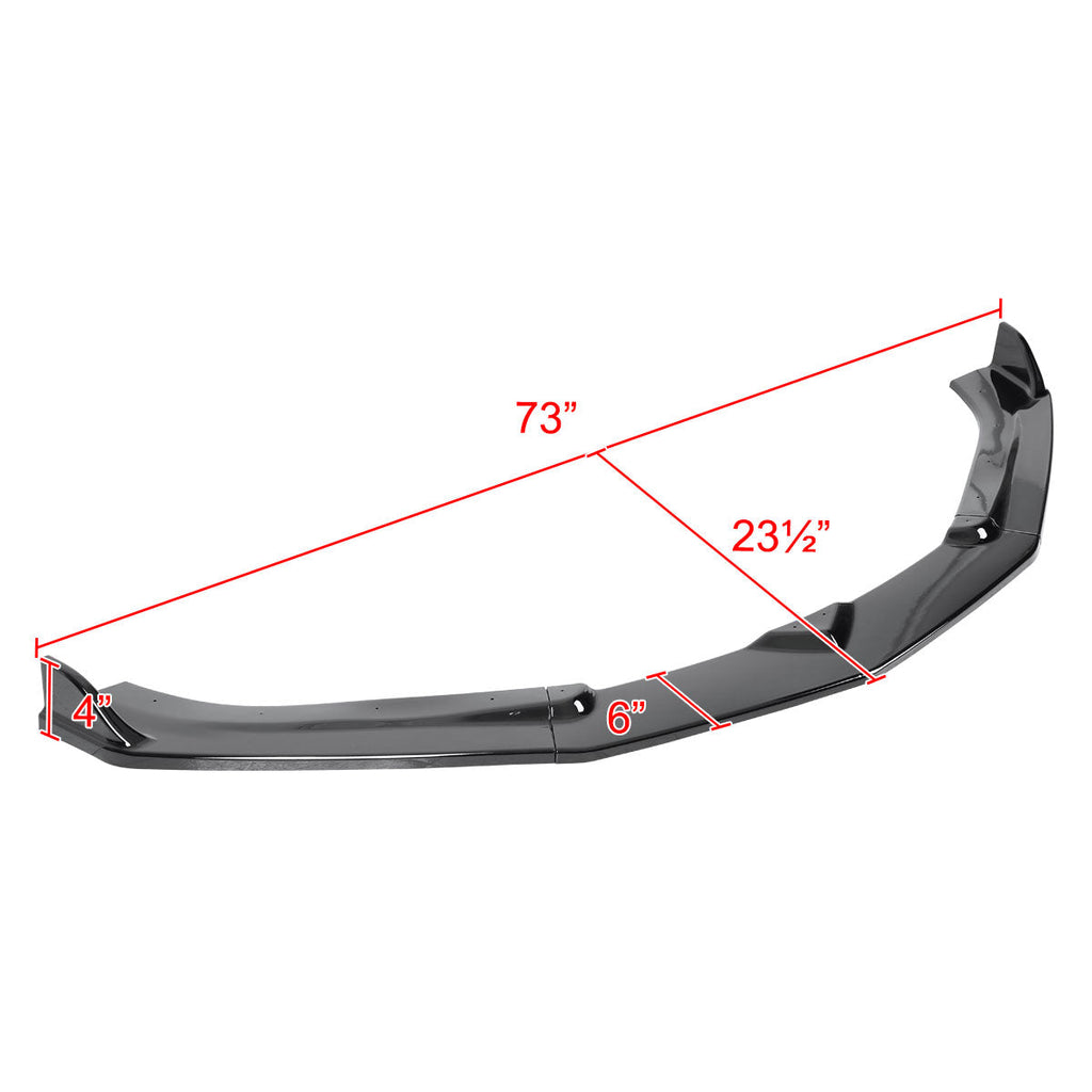 2016-2018 Chevrolet Camaro 6th Gen Glossy Black Polypropylene 3PC Front Bumper Lip Set