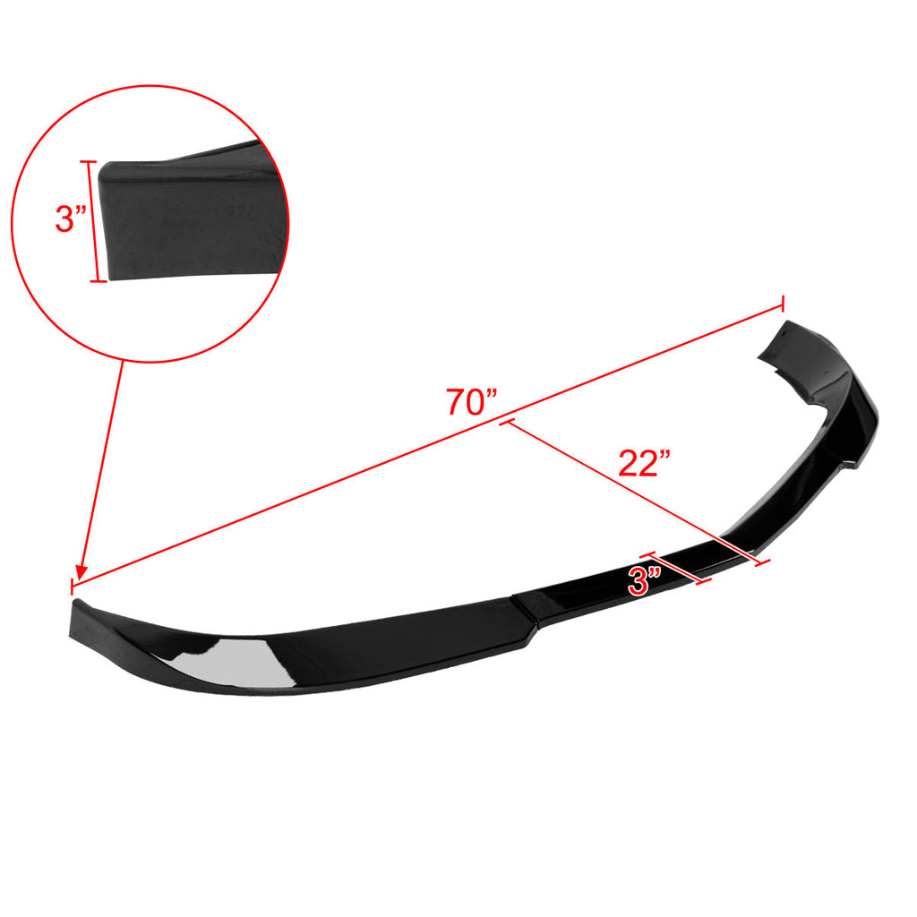 2010-2013 Chevrolet Camaro 5th Gen V6 Glossy Black 3PC Front Bumper Lip Splitter Kit