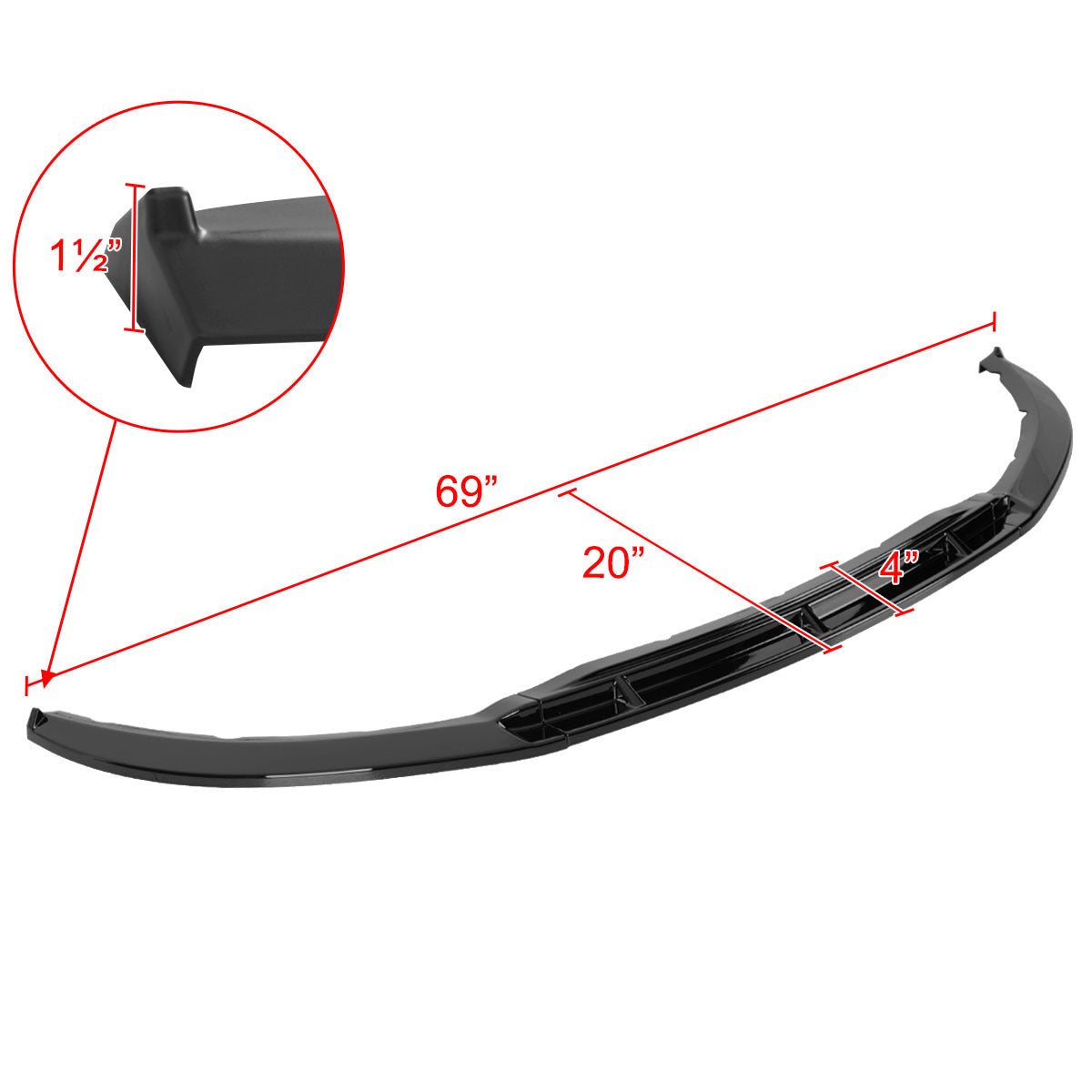 2013-2014 Ford Mustang S197 Glossy Black 3PC Front Bumper Lip Splitter Kit