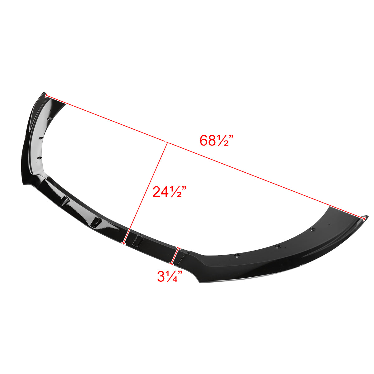 2015-2017 Ford Mustang S550 Glossy Black Polypropylene 3PC Bumper Lip