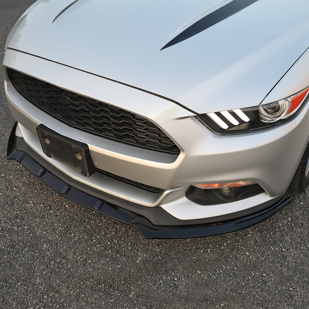 2015-2017 Ford Mustang S550 Glossy Black Polypropylene 3PC Bumper Lip