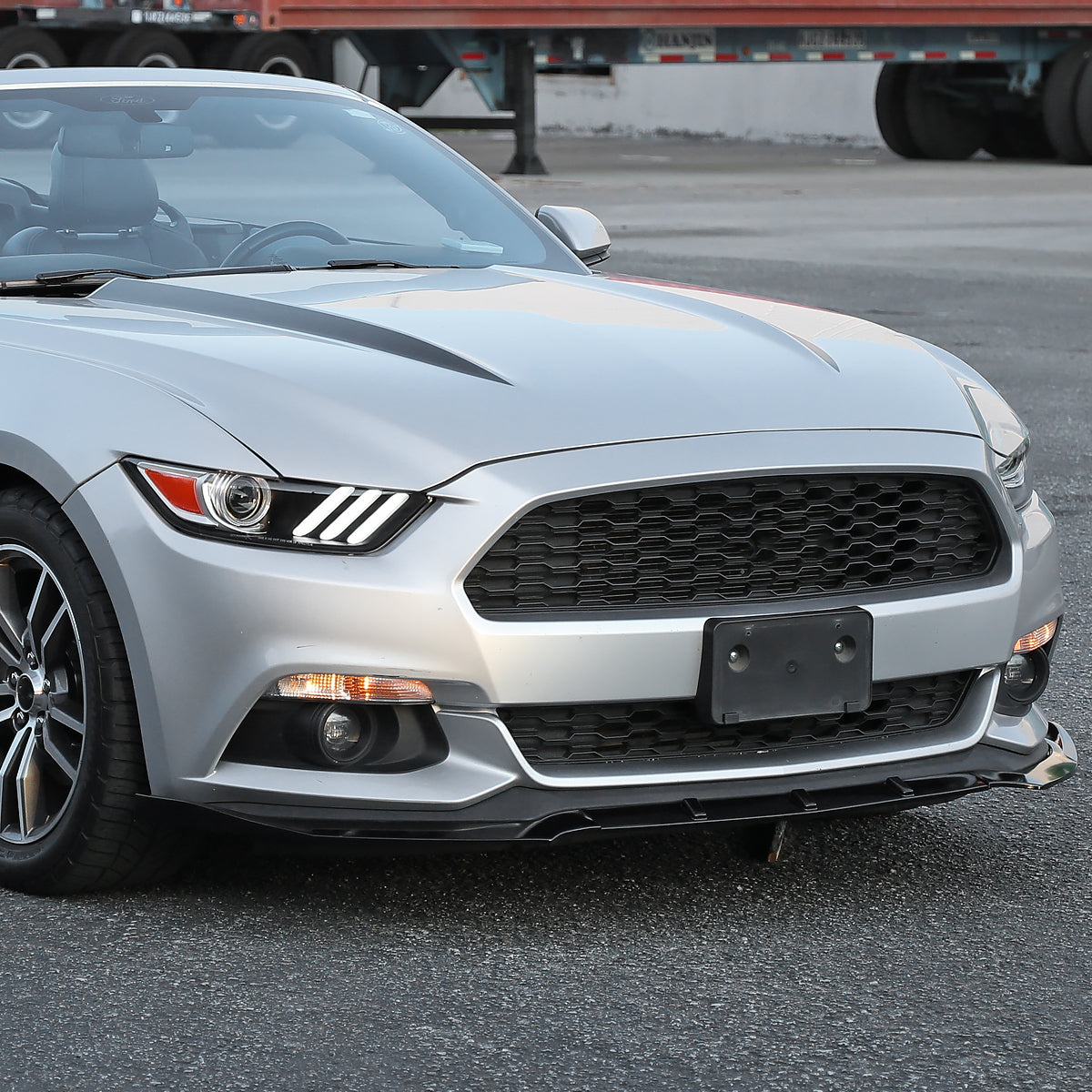 2015-2017 Ford Mustang S550 Glossy Black Polypropylene 3PC Bumper Lip