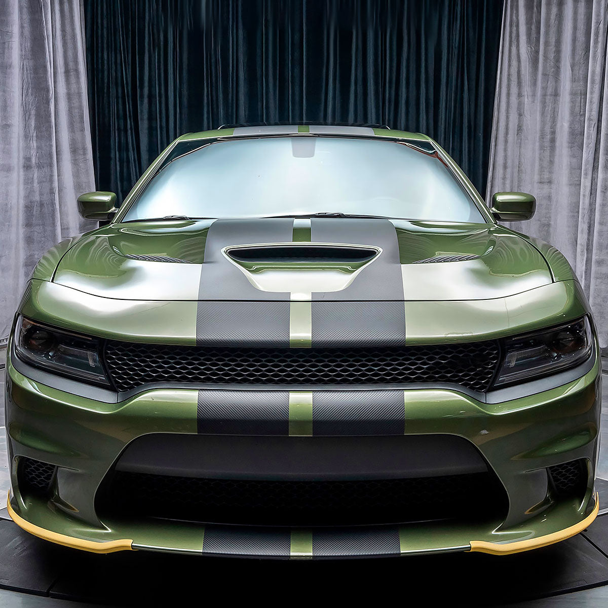 2015-2019 Dodge Charger LD SRT Glossy Yellow ABS 2PC Front Bumper Lip Splitters