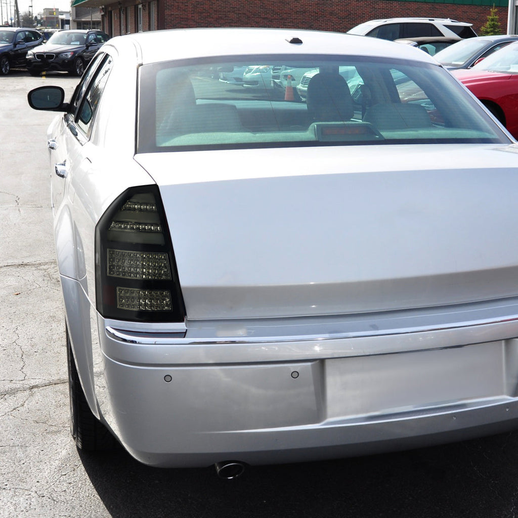 2005-2007 Chrysler 300C LED Tail Lights (Glossy Black Housing / Smoked Lens)