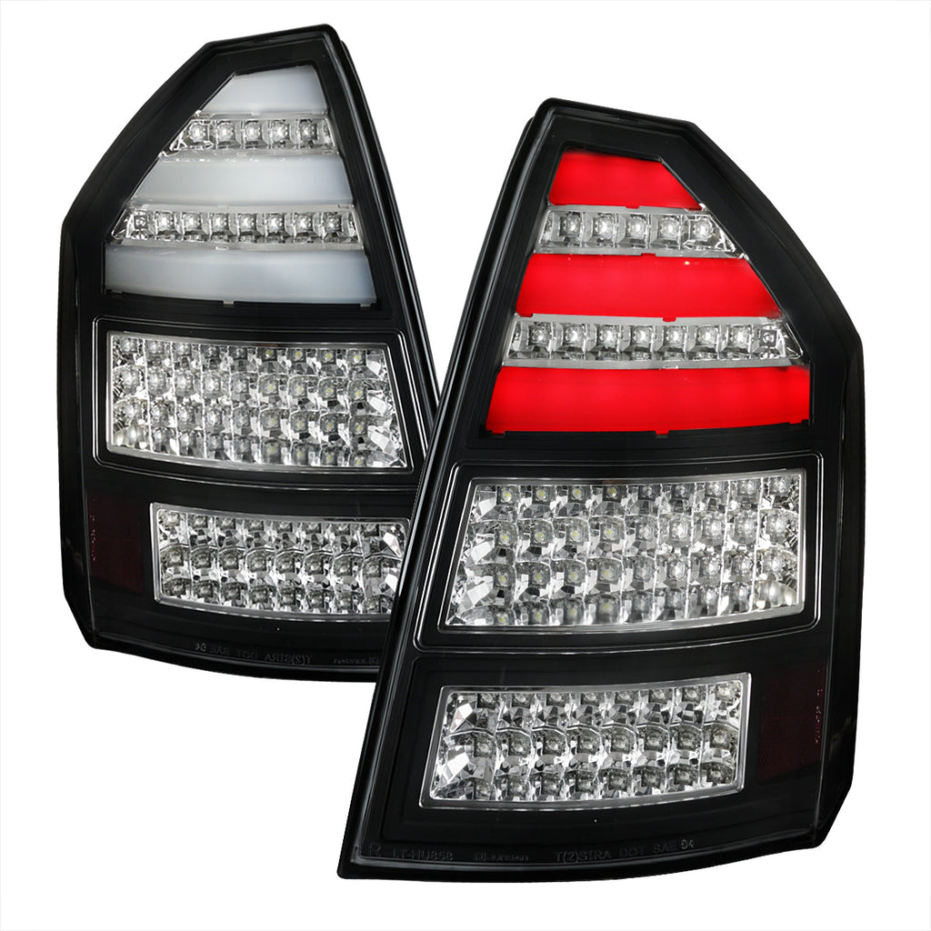 2005-2007 Chrysler 300C LED Tail Lights (Matte Black Housing / Clear Lens)