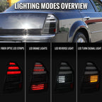 2005-2007 Chrysler 300C V2 LED Tail Lights (Matte Black Housing / Clear Lens)