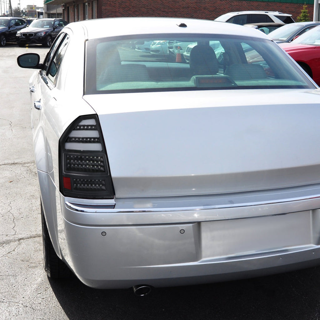 2005-2007 Chrysler 300C V2 LED Tail Lights (Matte Black Housing / Clear Lens)