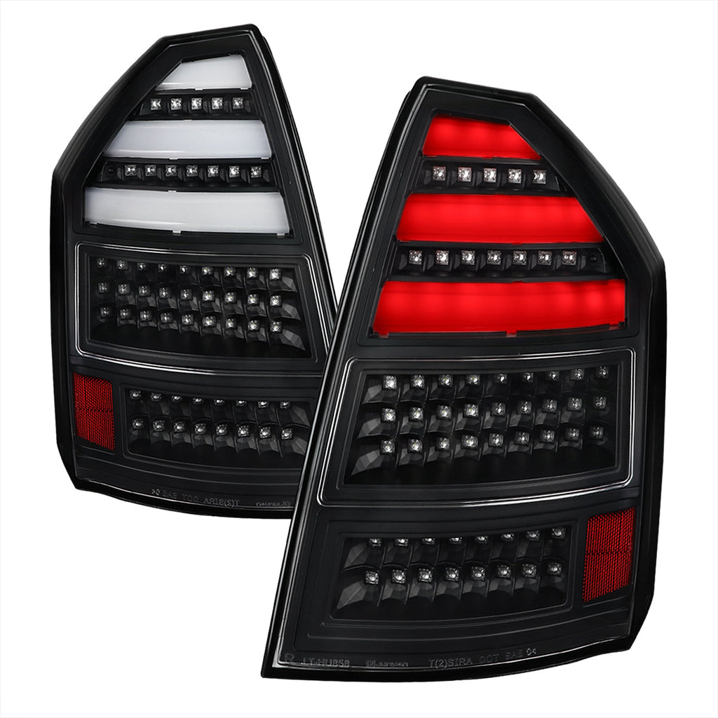 2005-2007 Chrysler 300C V2 LED Tail Lights (Matte Black Housing / Clear Lens)