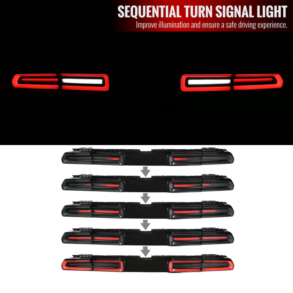 2008-2014 Dodge Challenger Sequential LED Tail Lights (Black Housing / Red Smoked Lens)