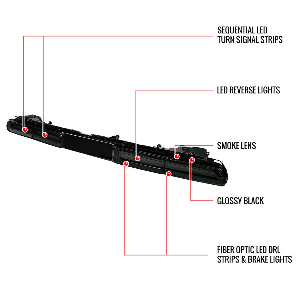 2008-2014 Dodge Challenger Sequential LED Tail Lights (Black Housing / Red Smoked Lens)