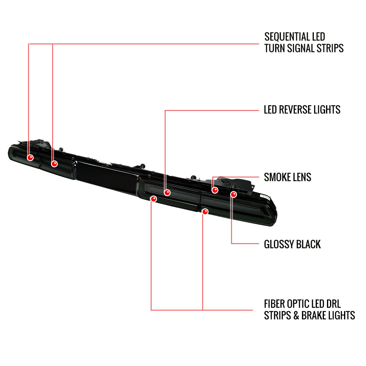 2008-2014 Dodge Challenger Sequential LED Tail Lights (Black Housing / Red Smoked Lens)