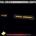 2008-2014 Dodge Challenger Sequential LED Turn Signal Tail Lights (Black Housing / Clear Lens / White Bars)