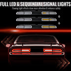 2008-2014 Dodge Challenger Sequential LED Turn Signal Tail Lights (Black Housing / Clear Lens / White Bars)