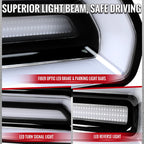 2008-2014 Dodge Challenger Sequential LED Turn Signal Tail Lights (Black Housing / Clear Lens / White Bars)