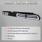 2008-2014 Dodge Challenger Sequential LED Turn Signal Tail Lights (Black Housing / Clear Lens / White Bars)