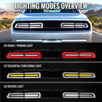2008-2014 Dodge Challenger Sequential LED Turn Signal Tail Lights (Black Housing / Clear Lens / White Bars)