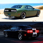 2008-2014 Dodge Challenger Sequential LED Turn Signal Tail Lights (Black Housing / Clear Lens / White Bars)