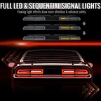2008-2014 Dodge Challenger Sequential LED Turn Signal Tail Lights (Black Housing / Smoked Lens / White Bars)
